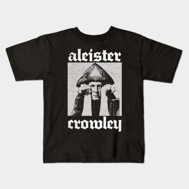 Aleister Crowley ††† Occultist Vintage-Style Design Kids T-Shirt by unknown_pleasures